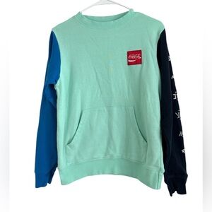 Coca Cola Vibrant Green and Blue Crewneck Sweater